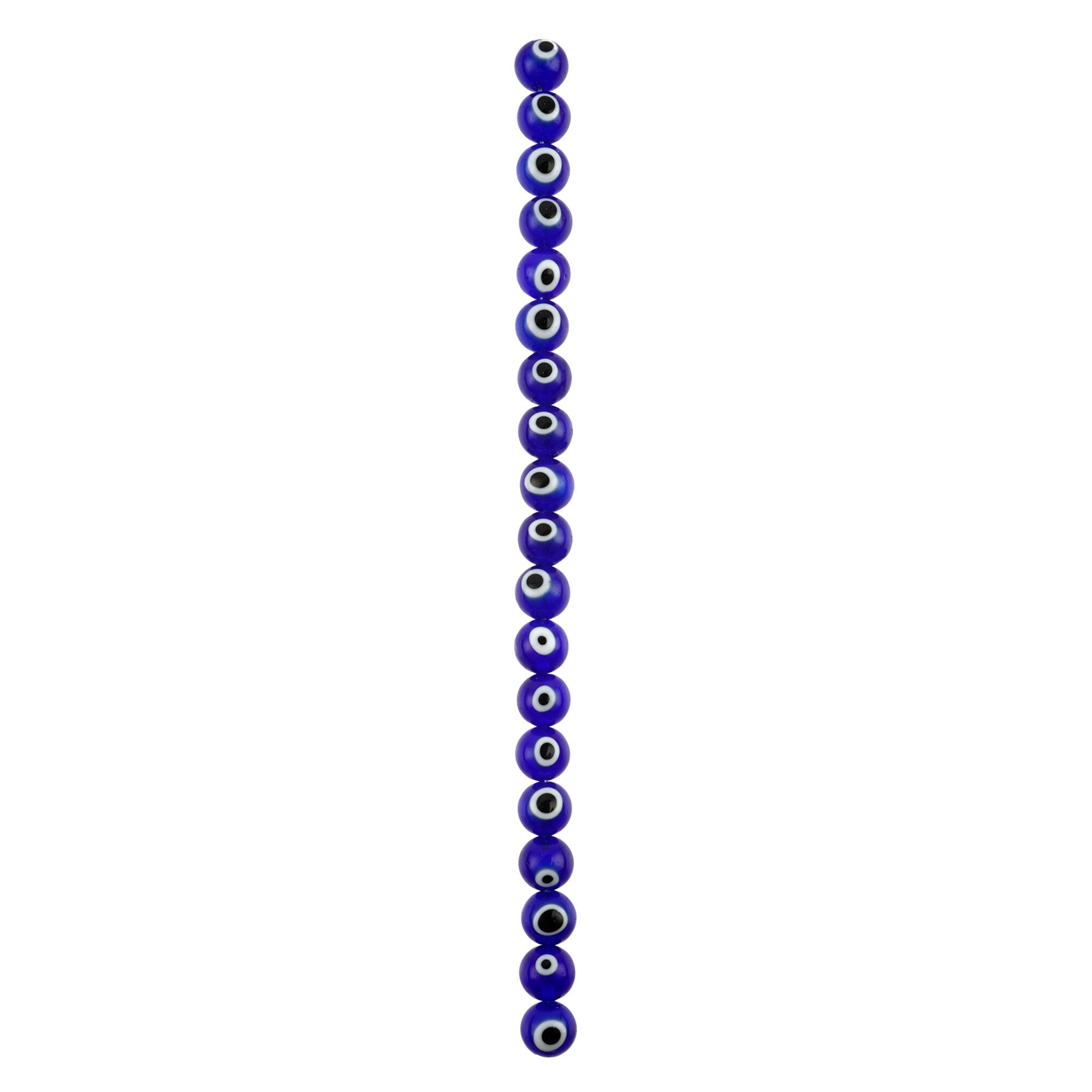 12 Pack: Blue Evil Eye Glass Round Beads by Bead Landing